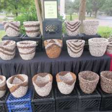 Hand Crafted River Rock Flower Pots