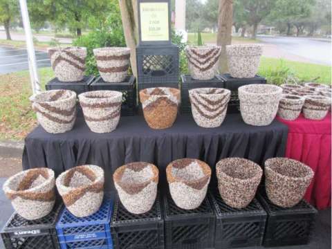 Hand Crafted River Rock Flower Pots