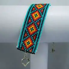 Loom Bead Turquoise Fire Bracelet