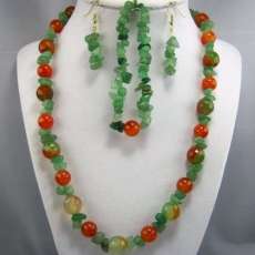 Fire Agate, Green Agate and Adventurine Chip Set
