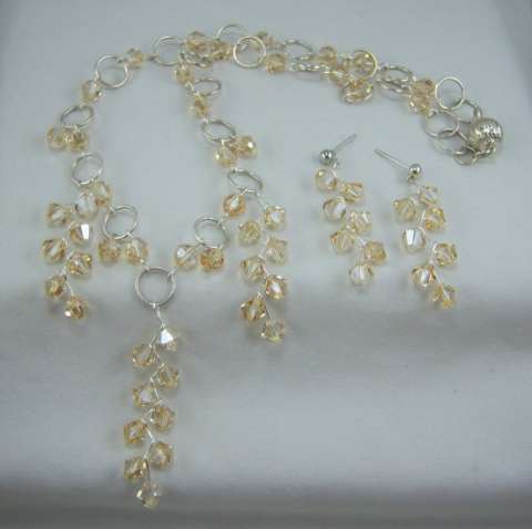 Swarovski Champagne Crystal Necklace and Earring Set