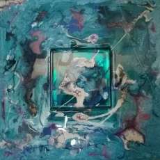 10x10 Abstract Pebeo Painted Wood Plaque