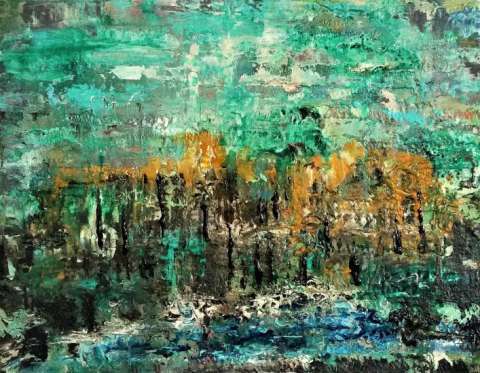 12x16 Abstract Impressionism A Walk by the Brook