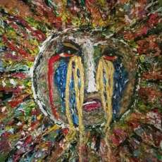 12x12 Abstract Impressionism Distressed Face Inauguration
