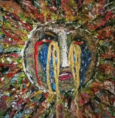 12x12 Abstract Impressionism Distressed Face Inauguration