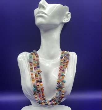 3 Strand Multi-Color Coral Chip Necklace
