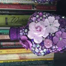 Bottle Art Purple Flowers