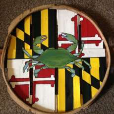 Maryland Flag Background W/ a Blue Crab in the Center