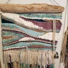 Lg Weaving in Shades of Turquoise, White, and a Bit of Plum