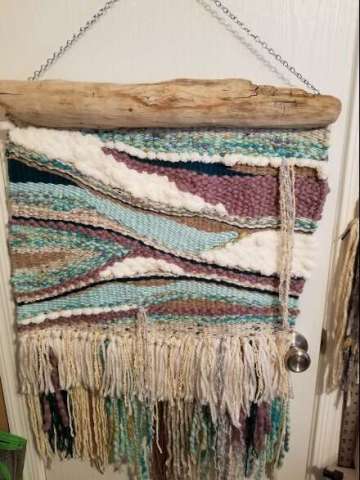 Lg Weaving in Shades of Turquoise, White, and a Bit of Plum