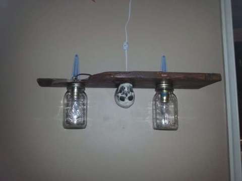 Mason Jar Lighted Shelf