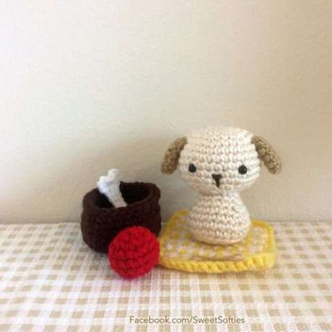Plush Puppy Dog and Accessory Set (Amigurumi Crochet Design by Sweet Softies)