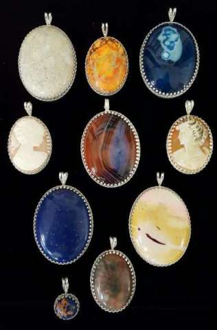 Stone and Cameo Pendants in Sterling