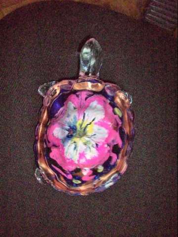 8 Inch Handpainted Glass/Crystal Museum Quality Turtle