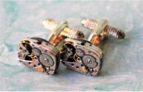 Cuff Links Made From Matching Vintage Watch Movements