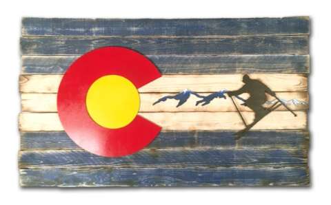 Rustic Colorado Skier Flag
