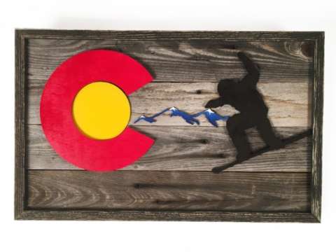 Rustic Colorado Snow Boarder Flag