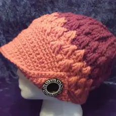 Coral and Red Peaked Beanie