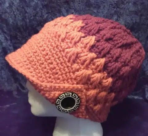 Coral and Red Peaked Beanie