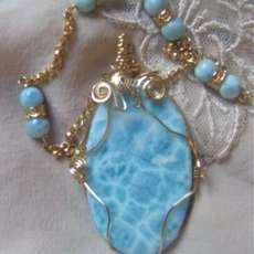 Wire Wrapped Larimar Cabochon 12