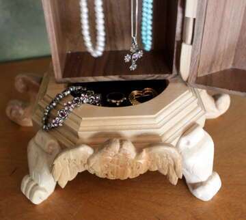 Angel Jewelry Box With Rotating Necklace Chandelier.