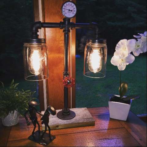 2 Bulb Industrial Pipe Lamp