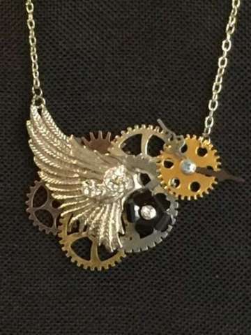 Silver Time Wing Necklace