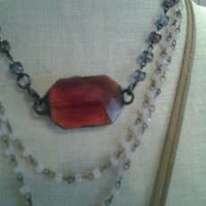 Crystal With Rosary Beads Choker