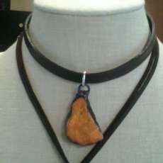 Leather Choker With Turquoise Pendant