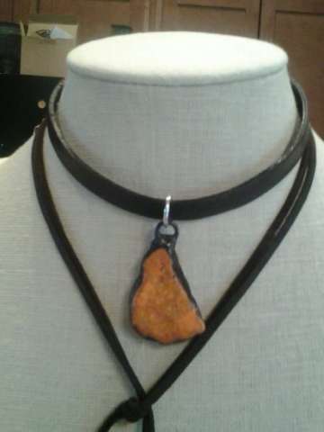 Leather Choker With Turquoise Pendant