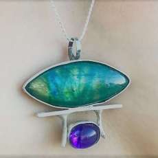 Labradorite and Amethyst Pendant