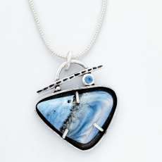 Leland Blue Slag Glass in Fine Silver