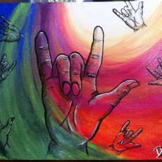 Swirling I Love You Hands, Canvas