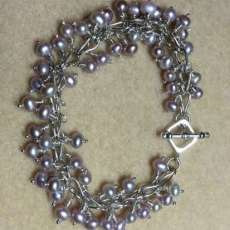 Sterling and Freshwater Pearl Formed Chain Bracelet