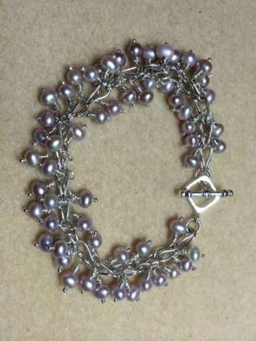 Sterling and Freshwater Pearl Formed Chain Bracelet