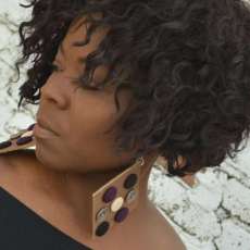 Brown Button Leather Earrings