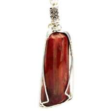 Sterling Silver Wrapped Red Petrified Wood