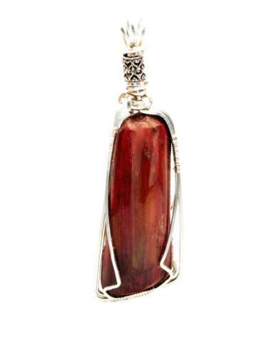 Sterling Silver Wrapped Red Petrified Wood