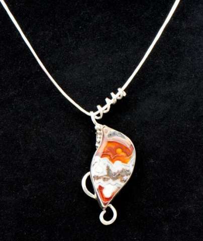 Red, Orange & White Crazy Lace Agate in Sterling Silver