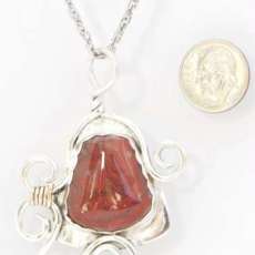 Red Banded Agate in Sterling Silver With Gold Wire Accent