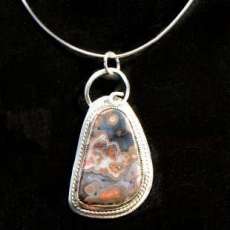 Red, Grey White Poppy Agate in Sterling Silver