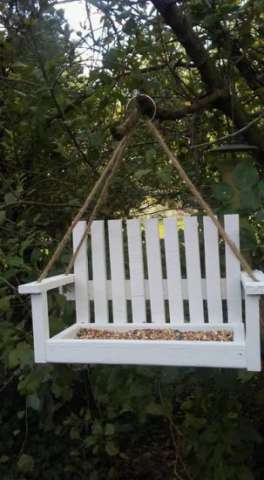Handcrafted Wood Swing Birdfeeder