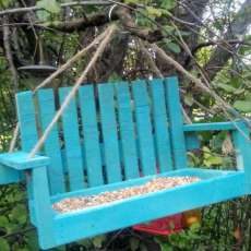 Turquoise Wood Birdfeeder