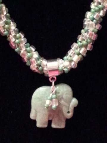 Kumihimo Necklace With Jade Elephant Pendant