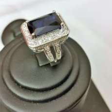 Sterling Silver Ring With Lab Created Sapphire