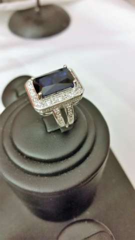 Sterling Silver Ring With Lab Created Sapphire