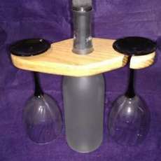 Wine Bottle Holder With 2 Glasses