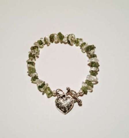 The Skylar Bracelet Crystal Quatz and Peridot With Steel and Silver
