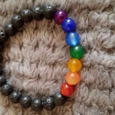 Chakra Bracelet~Jade of Many Colors and Volcanic Rock