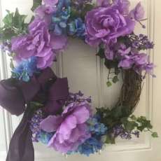 Purple and Pink Floral Grapevine Wreath